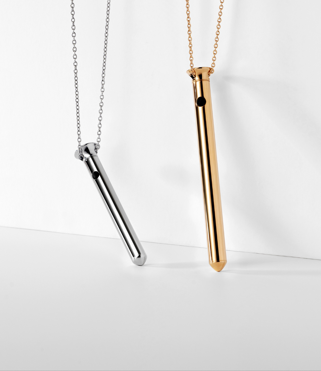 Vesper Mini in silver, next to Vesper 2 in 24kt gold - almost twice the size of Vesper Mini.