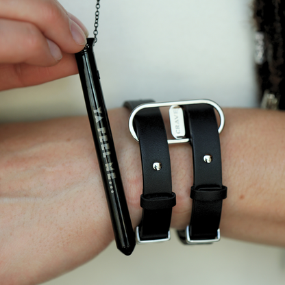 Amber's Vesper 2 in black paired with the ICON Cuffs.