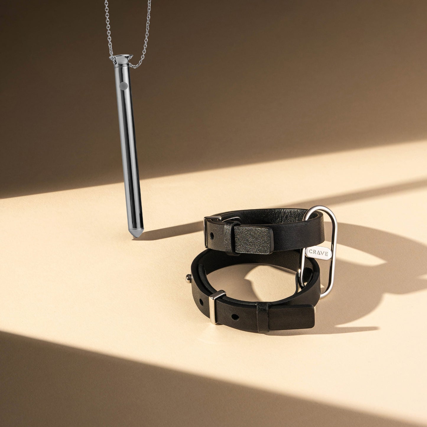 Vesper in silver with ICON Cuffs in black and silver.